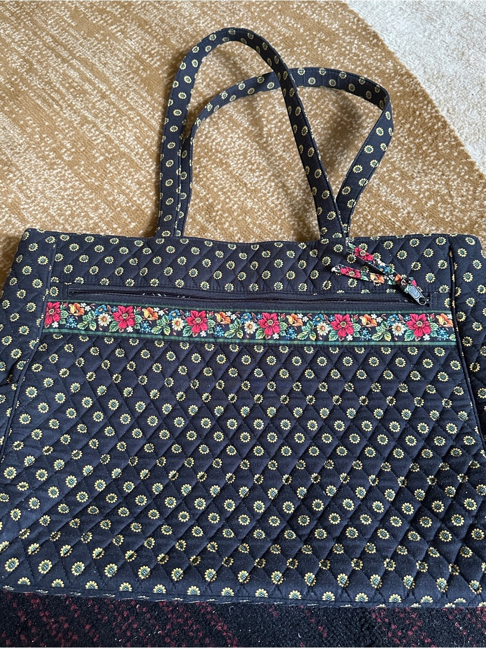 VTG Retired Vera Bradley Metropolitan Laptop/School bag black with Sunflowers
